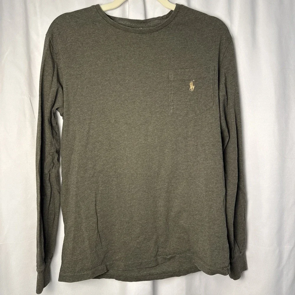 Ralph Lauren Polo S Long Sleeve T-shirt Classic Fit Mens Casual Comfort Green